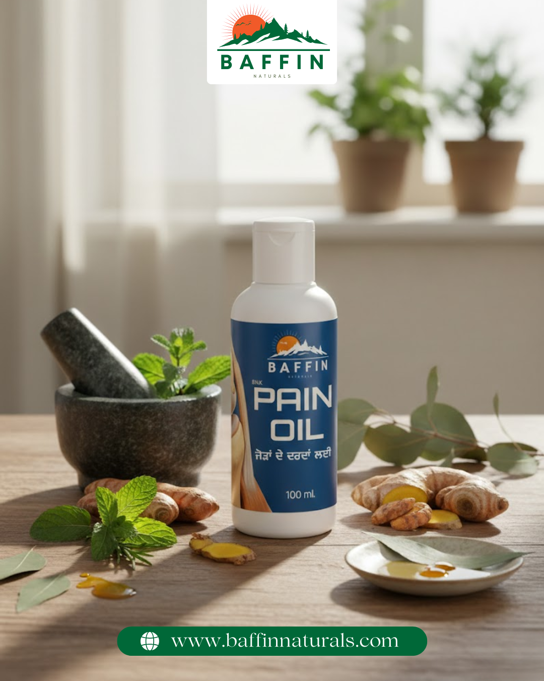 Baffin Naturals Pain Relief Oil (100 ml) – Herbal Solution for Joint, Muscle & Body Pain